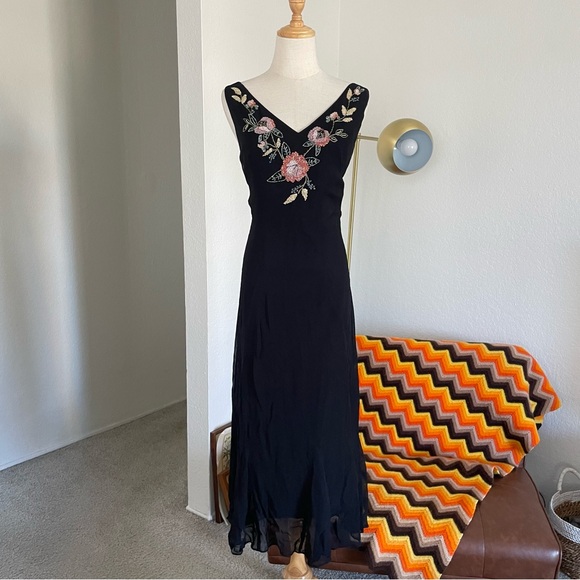 Eva Blue Dresses & Skirts - Y2K Eva Blue Glam Fairycore Beaded Floral Maxi Dress